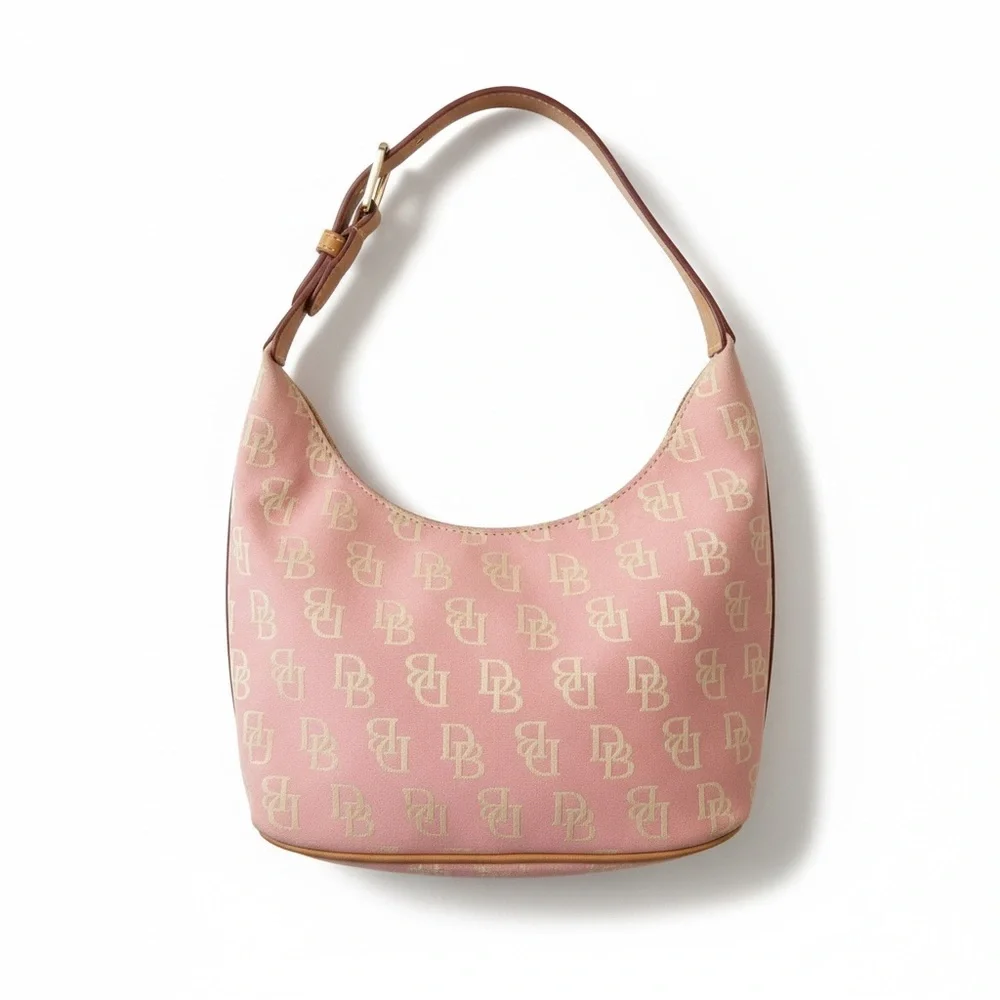 Dooney & Bourke Pink Monogram Mini Hobo Shoulder Bag Vintage Y2K